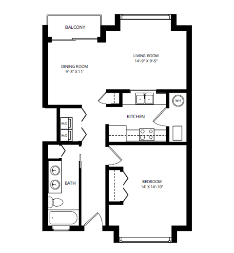 A black and white image of a floor plan for a home.